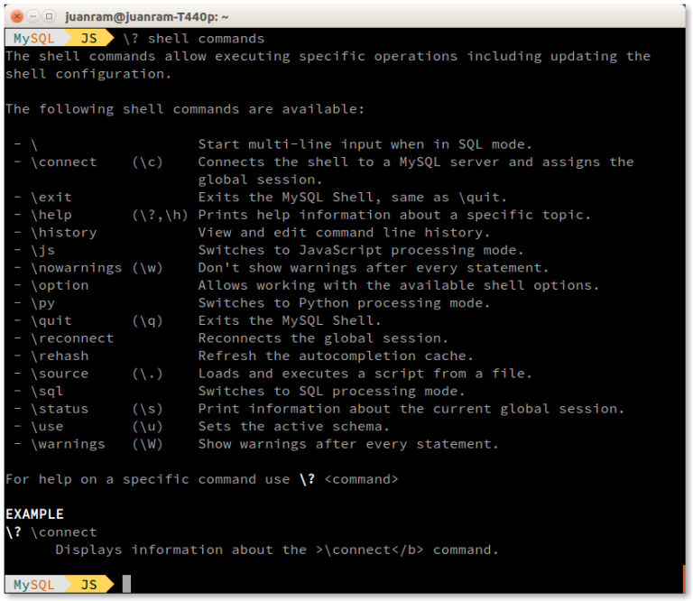 MySQL Getting Help In MySQL Shell