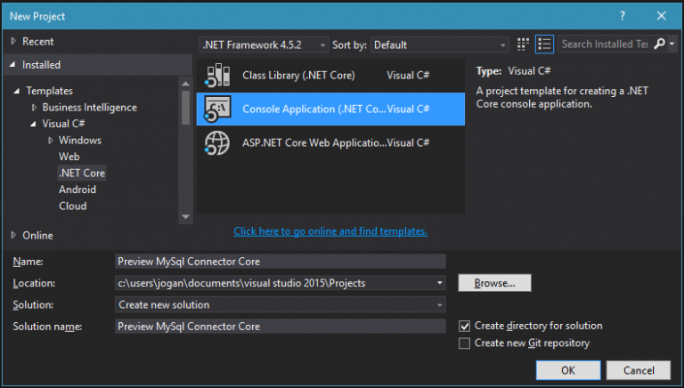 MySQL :: MySQL Connector/NET for .NET Core 1.0