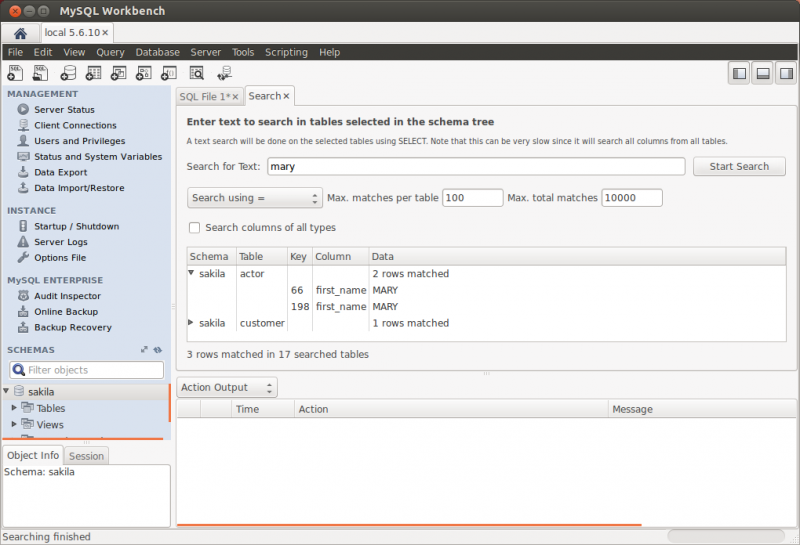 MySQL MySQL Workbench 6.0 Table Data Search