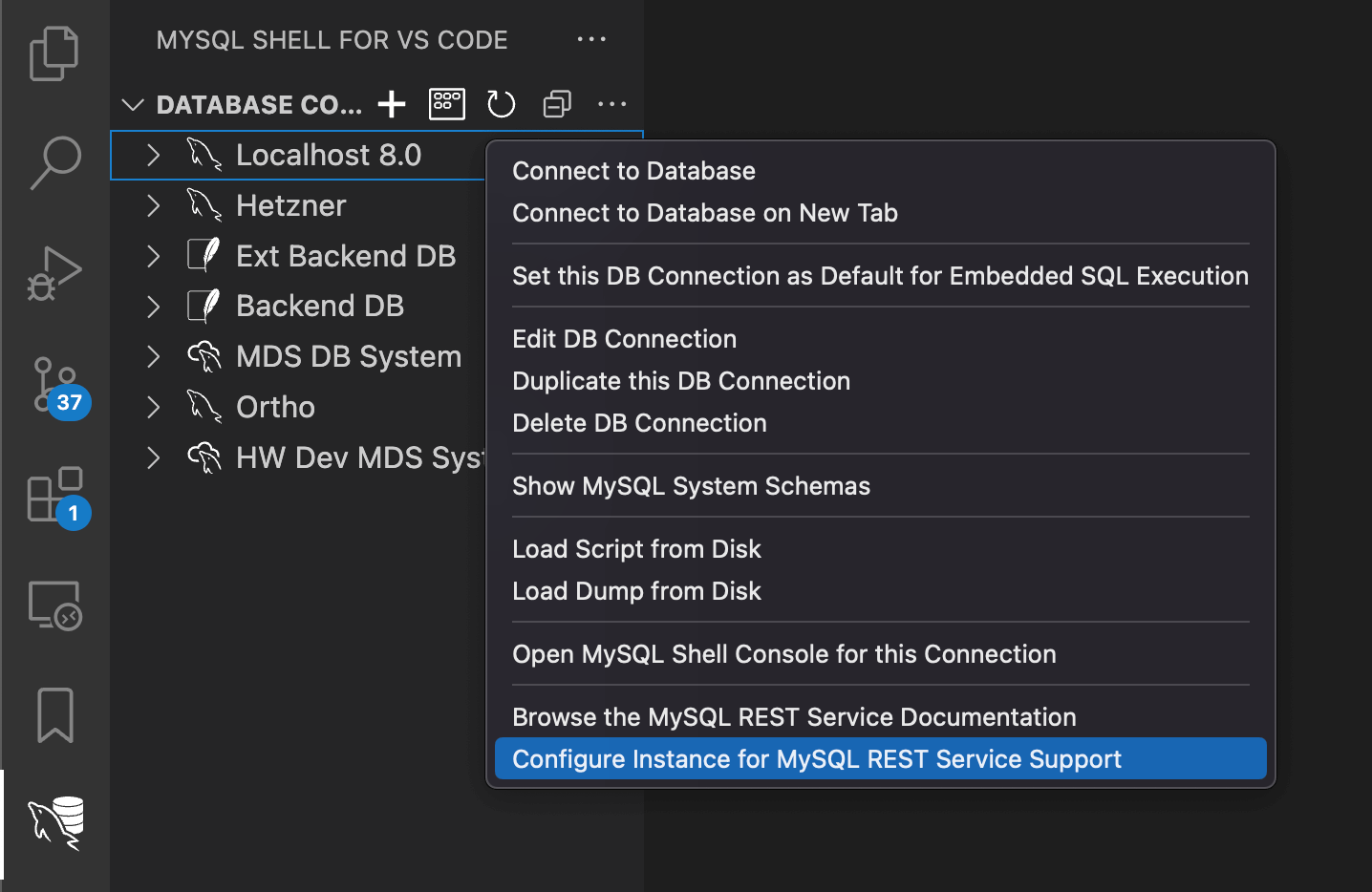 Configure Instance for MySQL REST Service Support