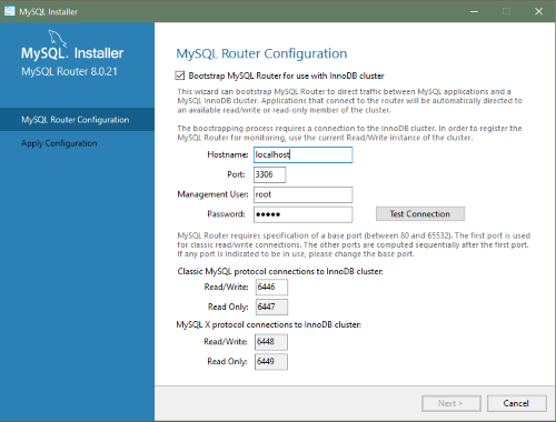 MySQL MySQL Installation Guide 5 3 3 2 MySQL Router Configuration 