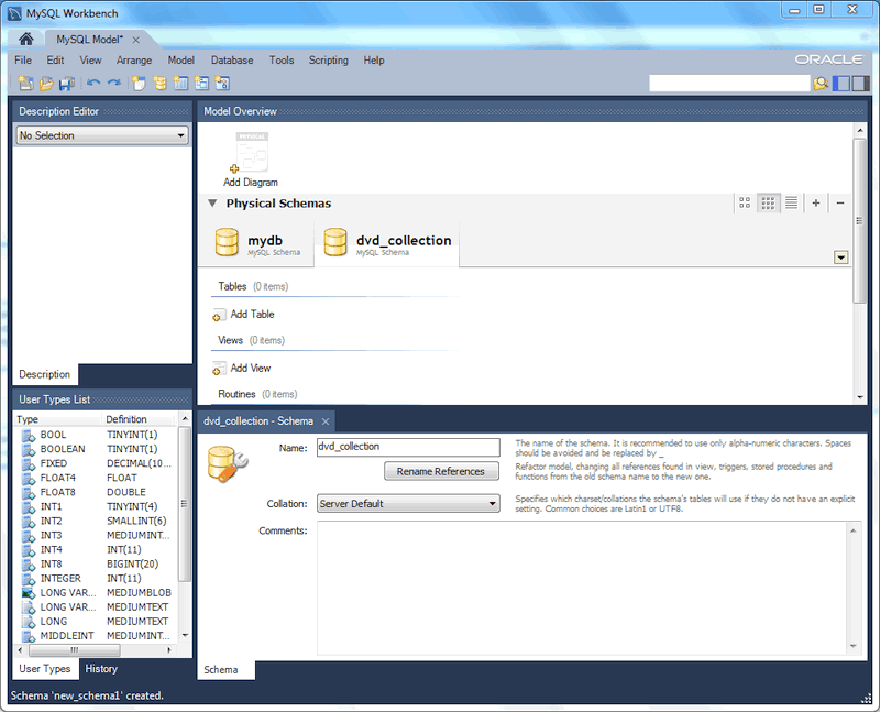 Mysql workbench create table