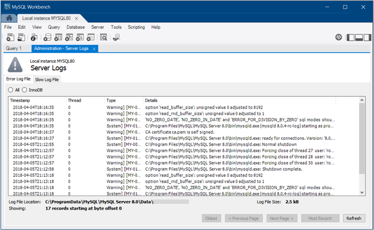 Mysql slow query log