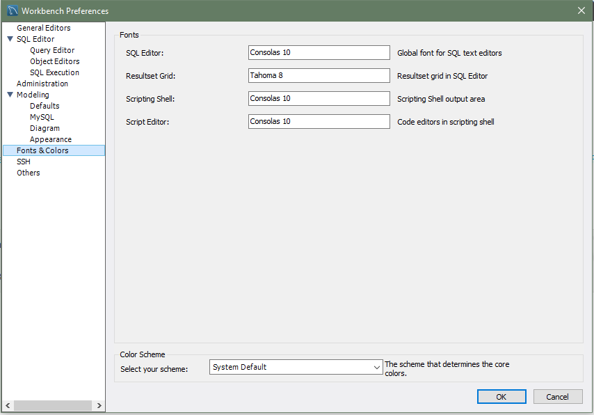 Mysql Mysql Workbench Manual 325 Fonts And Colors