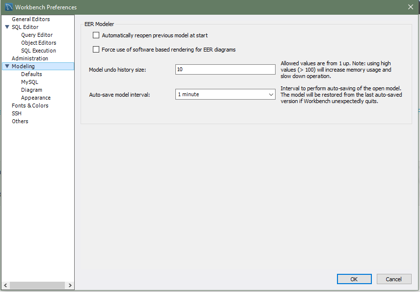 Mysql Mysql Workbench Manual 3 2 4 Modeling Preferences